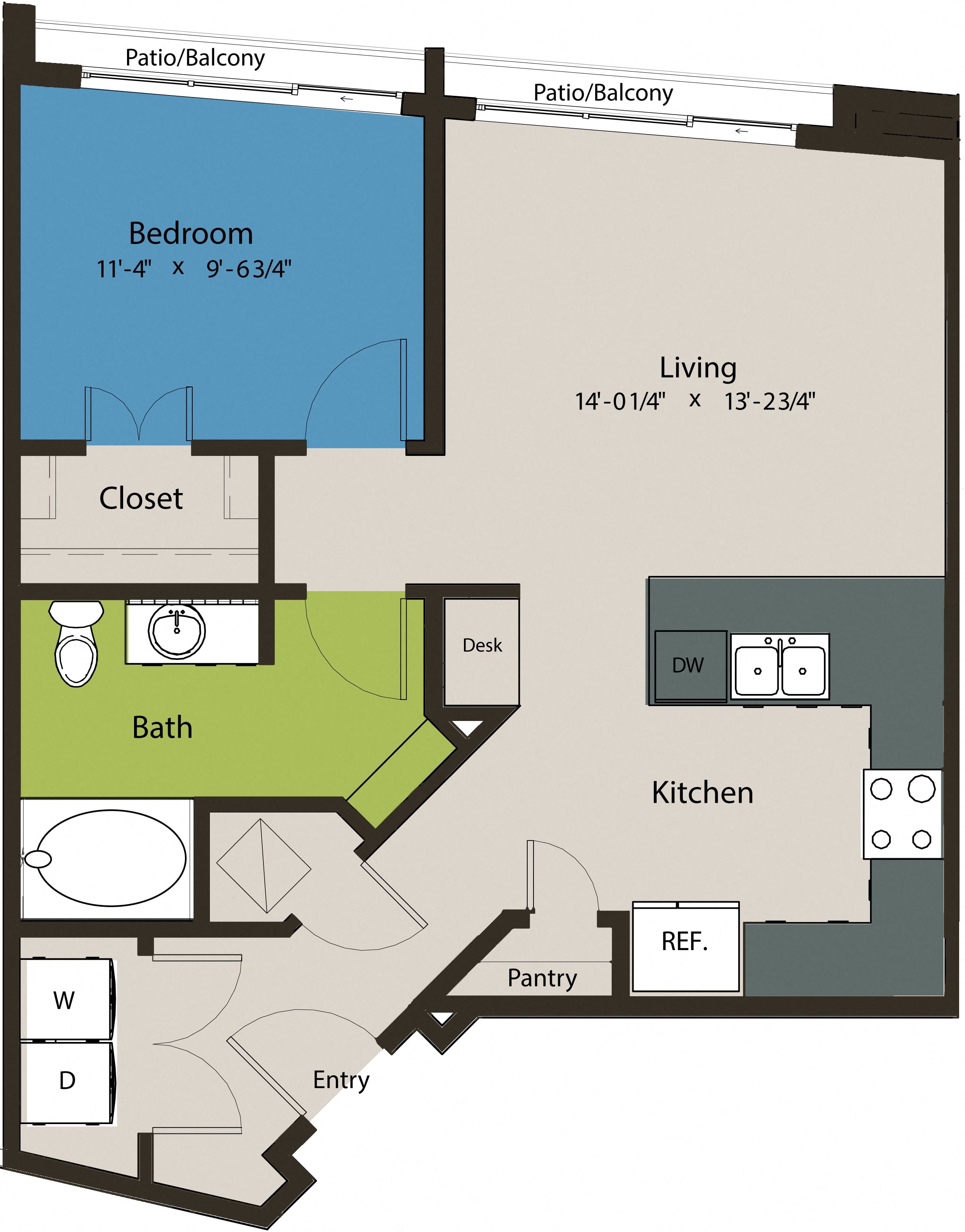 Floor plan layout diagram for 1B